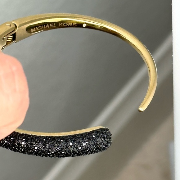 Michael Kors Black Crystal Pavé Hinged Gold Cuff - Picture 3 of 5